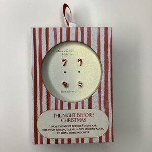 Annabelle Lilly Silver Plated 2pc Christmas Stud Earring Set Candy Cane Gift Box
